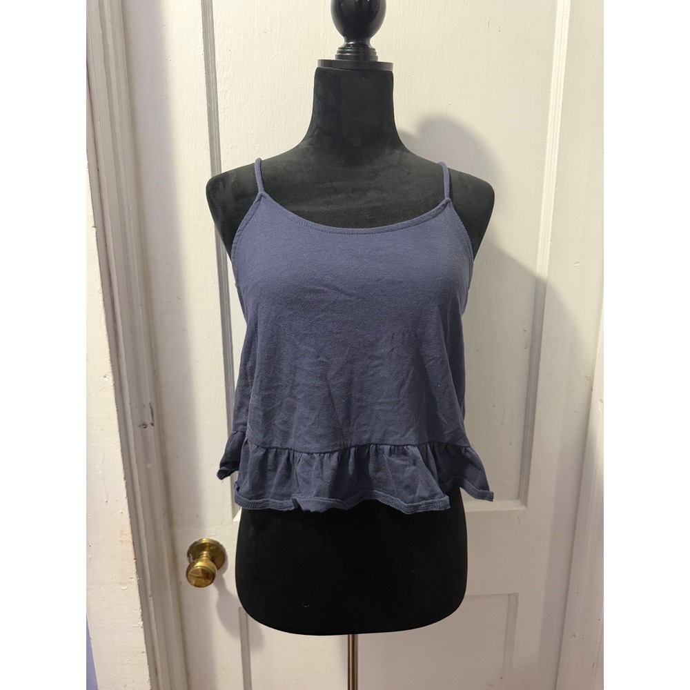Old Navy Girls Blue Cropped Tank Top Ruffle Hem Cami Size XL 14-16